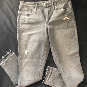 Grey High Rise Skinny Distressed Jeans